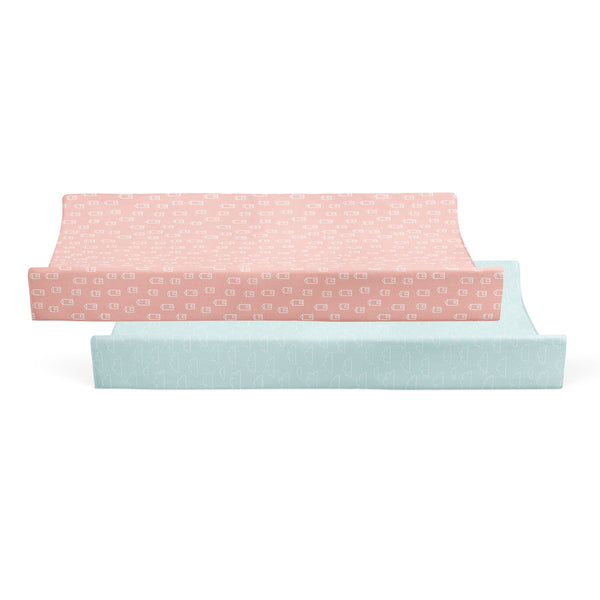 Nordic 2pk Waterproof Change Pad Covers Coral/Tiffany