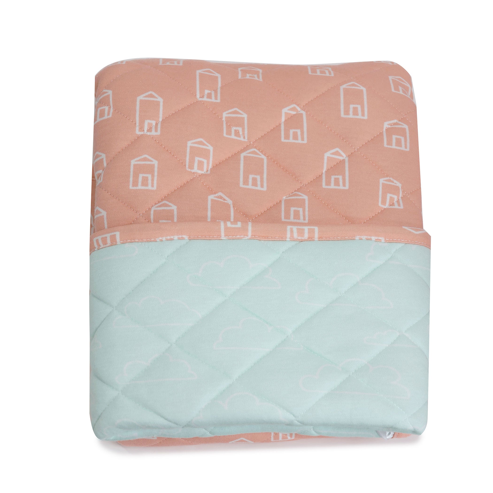 Nordic Reversible Cot Quilt/Playmat Coral/Tiffany