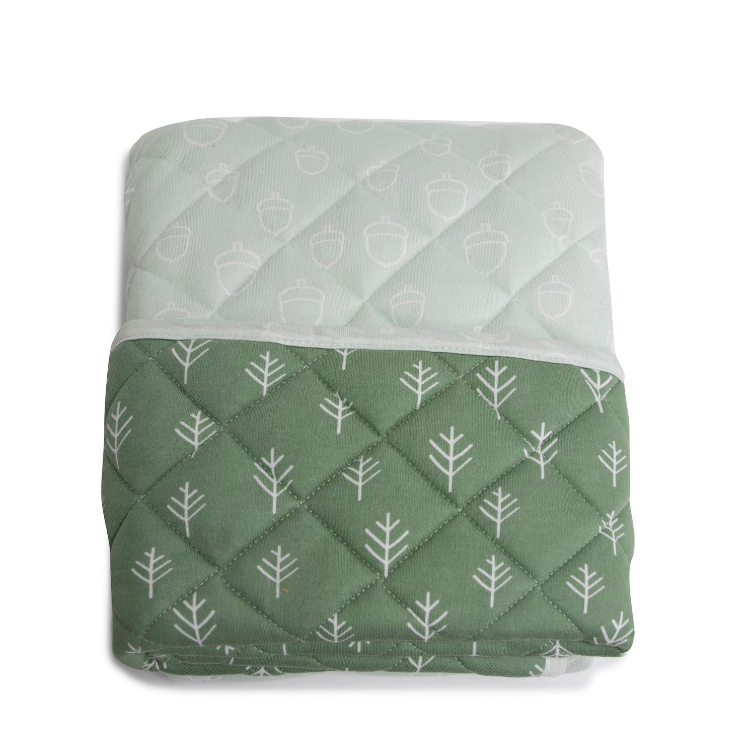 Nordic Reversible Cot Quilt - Avocado/Forest