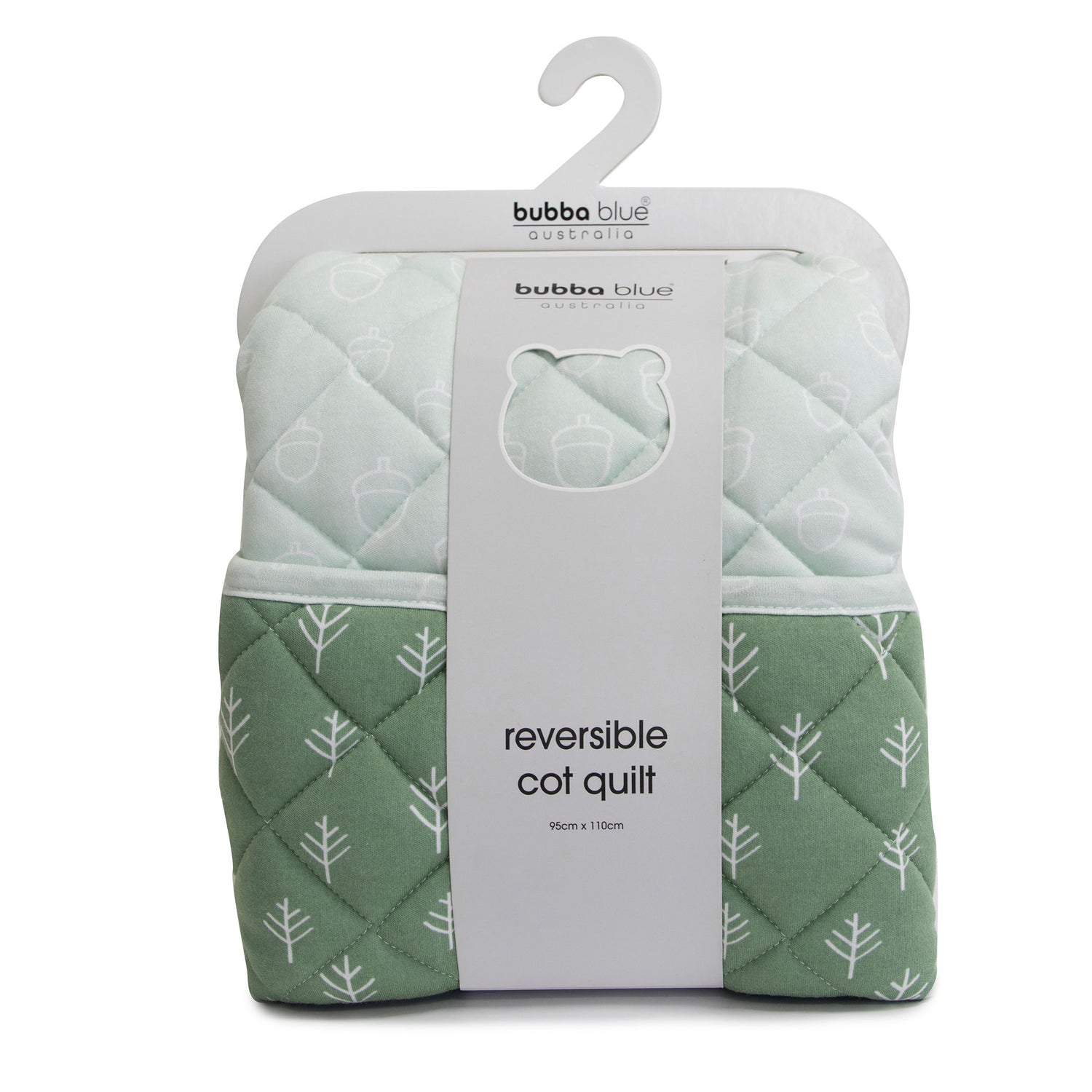 Nordic Reversible Cot Quilt - Avocado/Forest