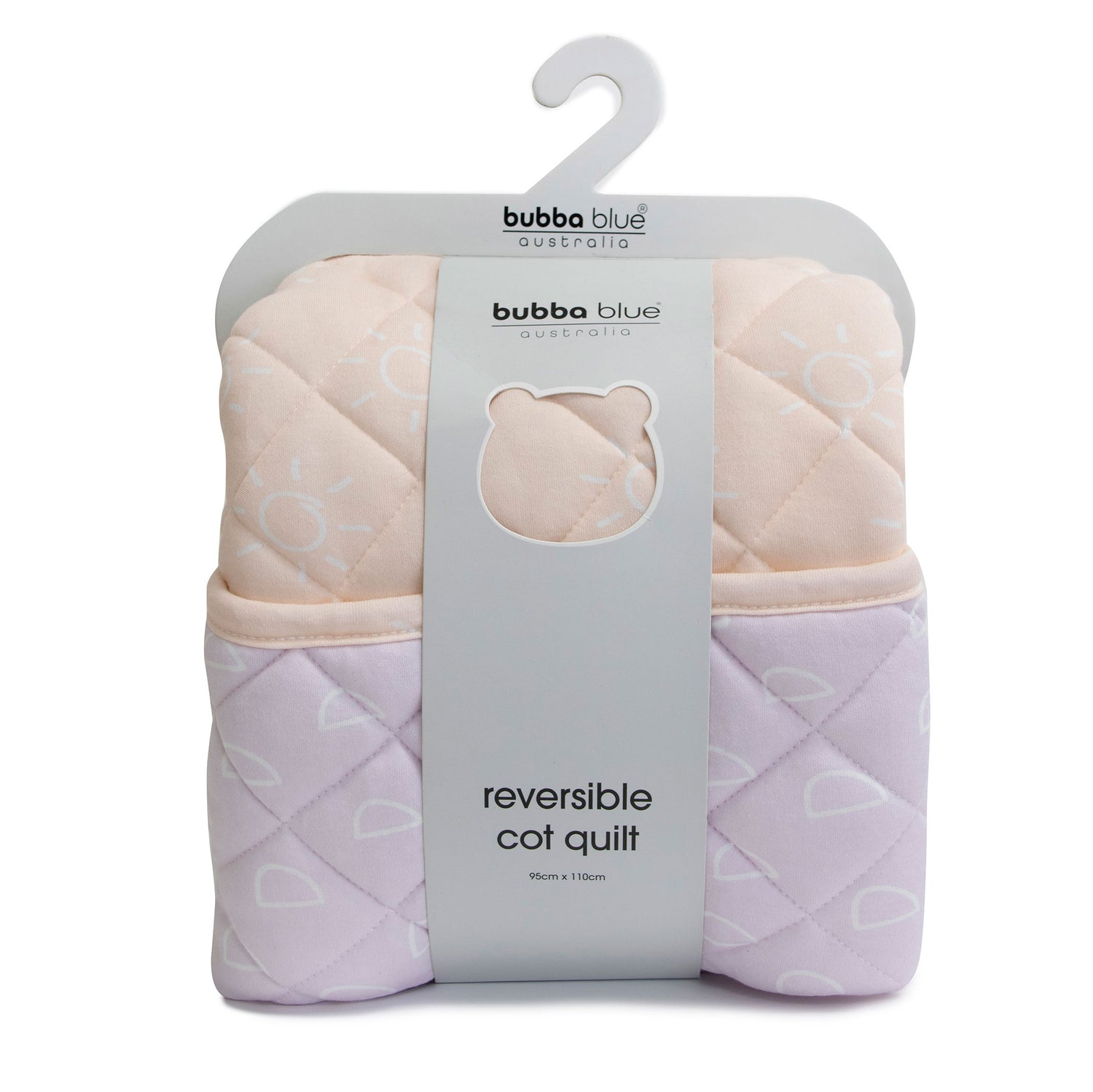 Nordic Reversible Cot Quilt - Peach/Lilac