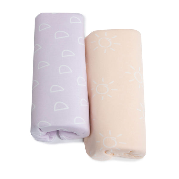 Nordic 2pk Jersey Cot Fitted Sheets Peach/Lilac