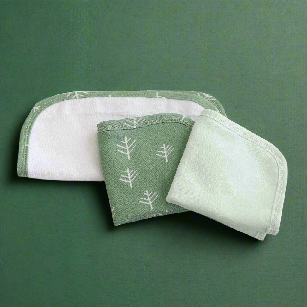 Nordic 3pk Wash Cloth Dusty Avocado/Forest