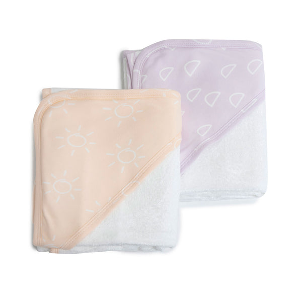 Nordic 2pk Hooded Towel Peach/Lilac