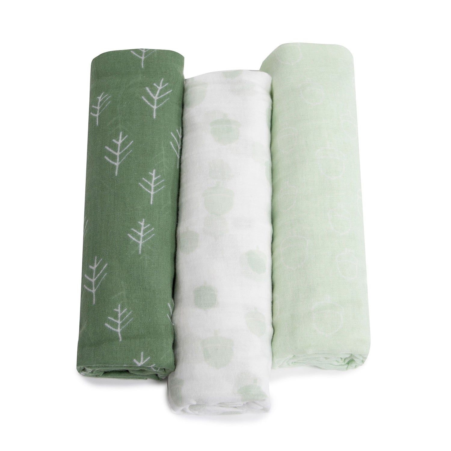 Nordic 3pk Muslin Wraps Avocado/Forest