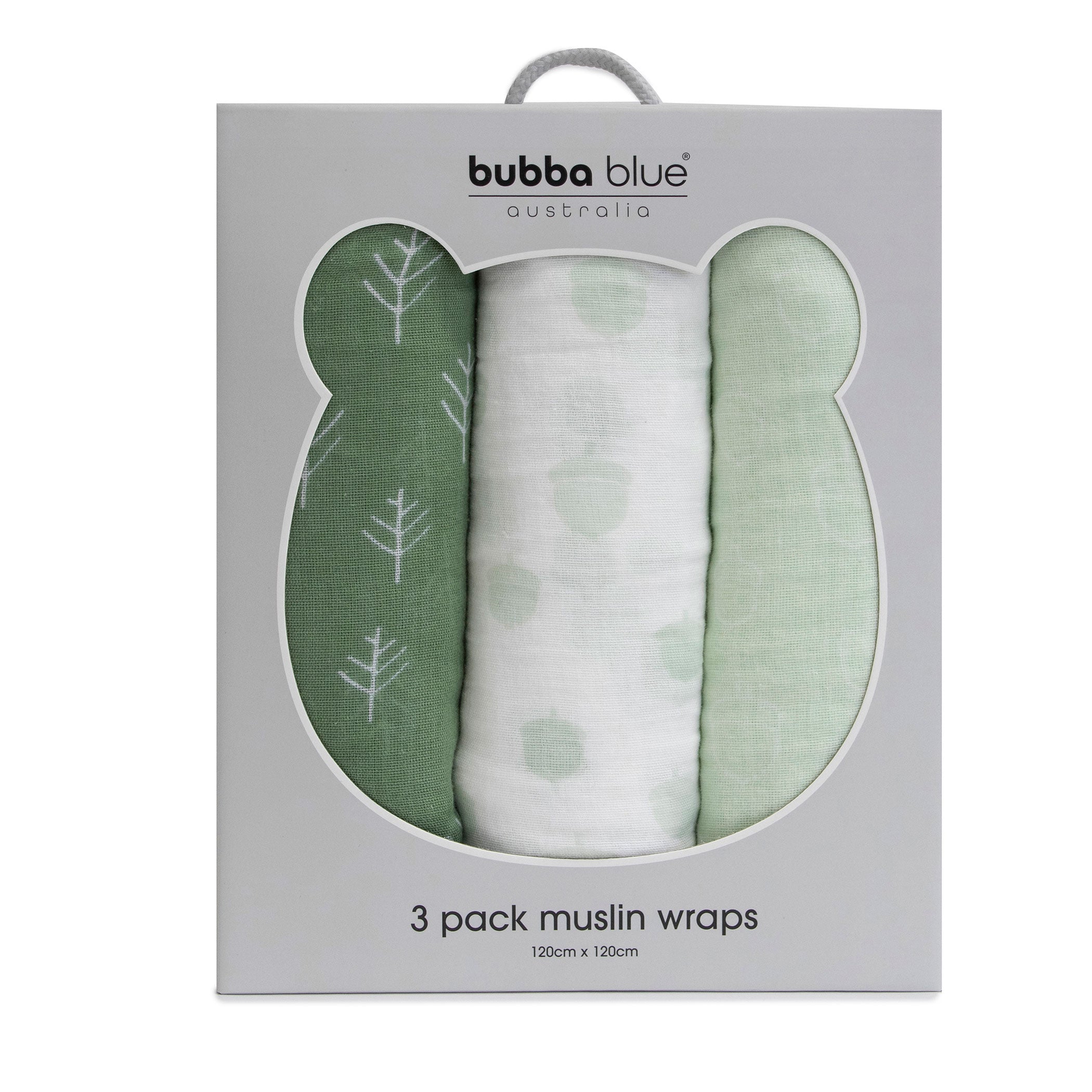 Nordic 3pk Muslin Wraps Avocado/Forest