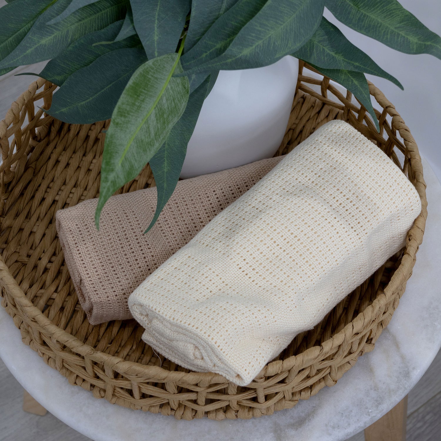 Nordic 2pk Cellular Blanket Vanilla/Latte