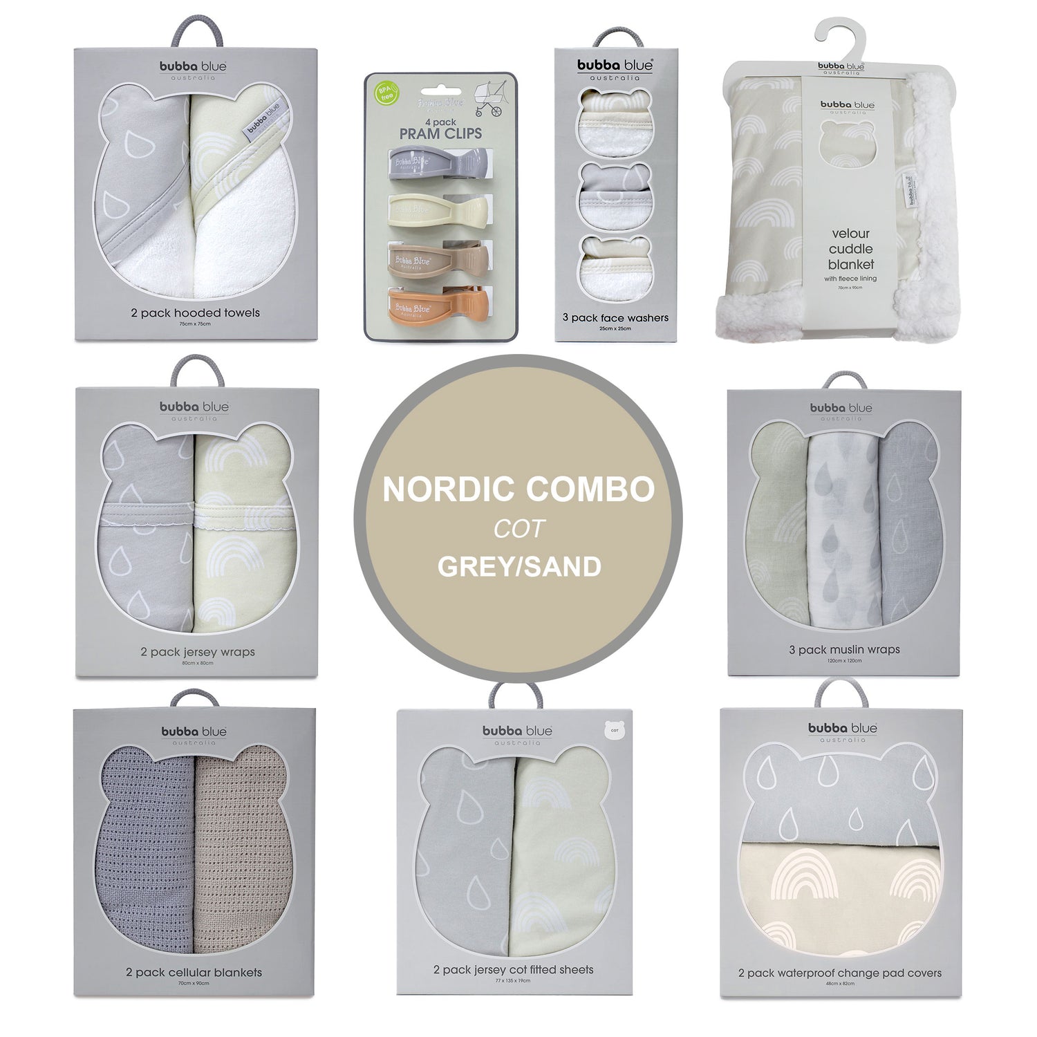 Nordic Cot Combo - Grey/Sand