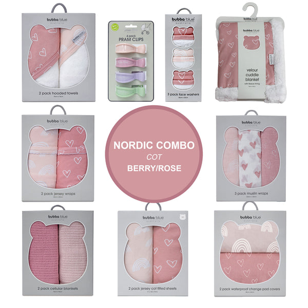 Nordic Cot Combo - Berry/Rose