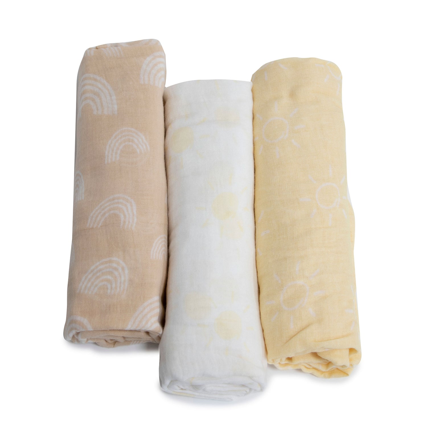 Nordic 3pk Muslin Wraps Vanilla/Latte