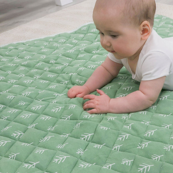 Nordic Reversible Cot Quilt/Playmat Avocado/Forest