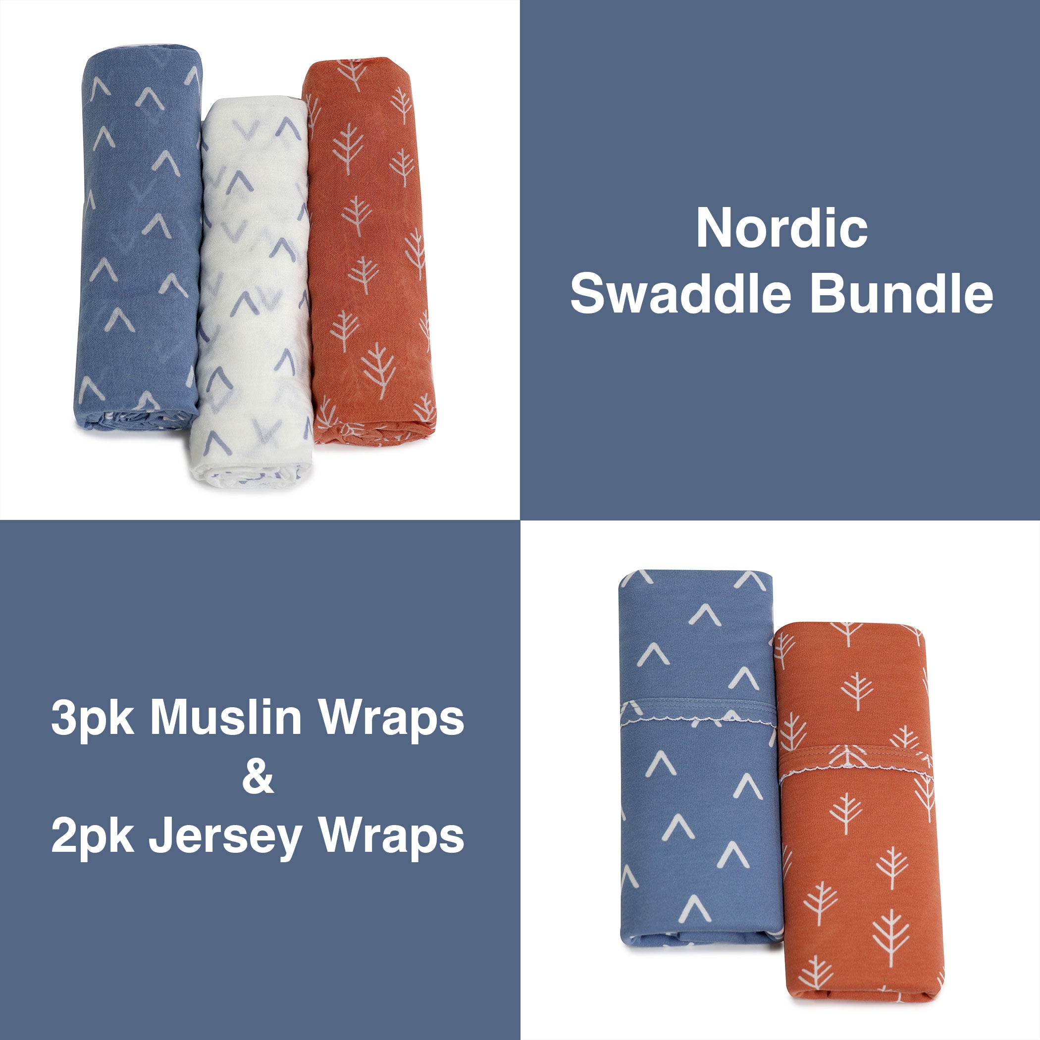 Nordic Swaddle Bundle Denim/Clay