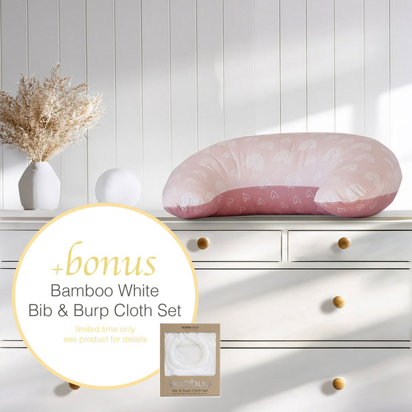 Nordic Nursing Pillow Berry/Rose Plus FREE Bamboo Bib & Burp Cloth Set