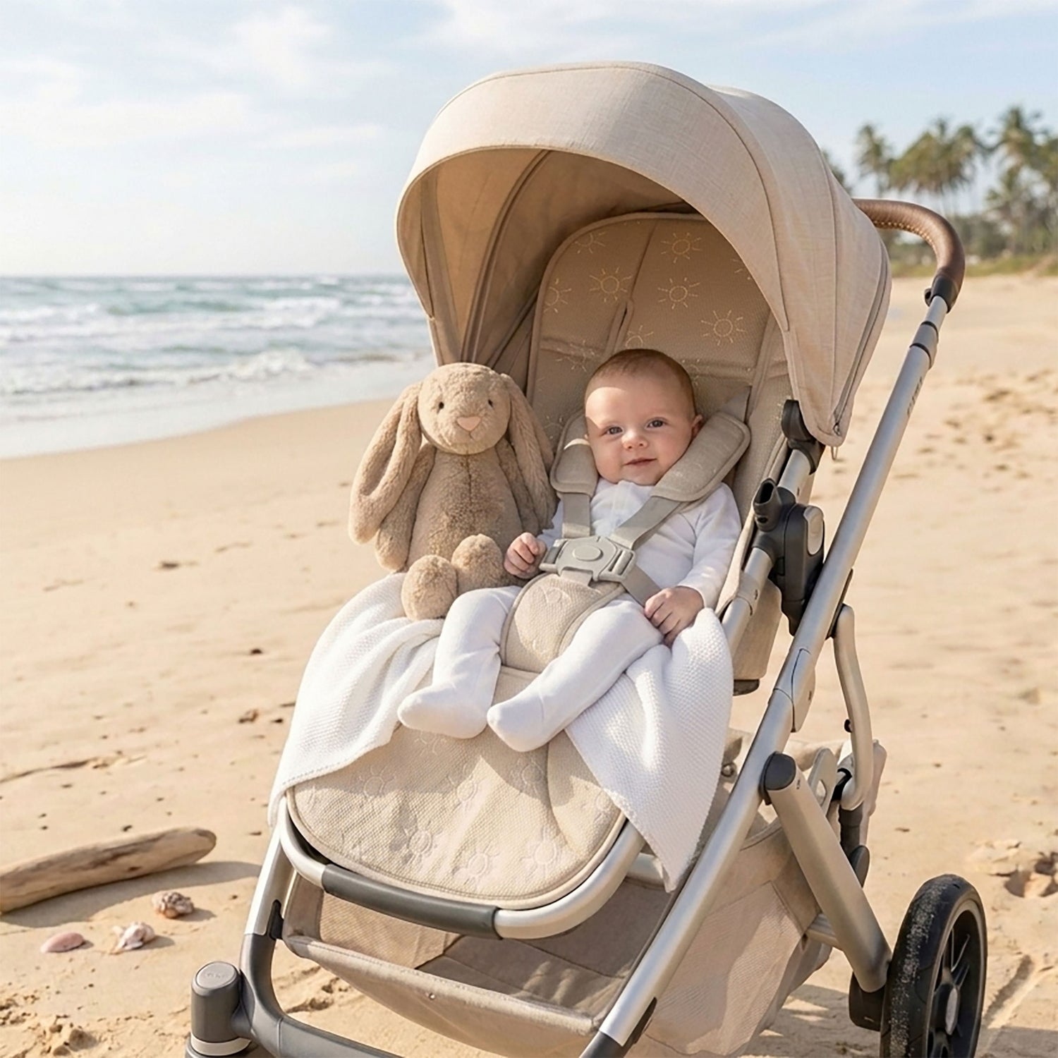 Nordic AIR+ Reversible Pram Liner - Sand/Nutmeg