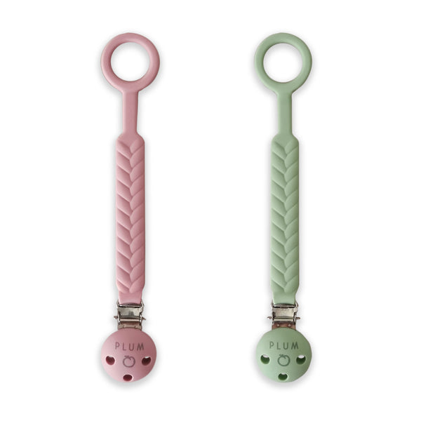 PLUM Silicone Soother Connectors Bundle - Berry & Olive