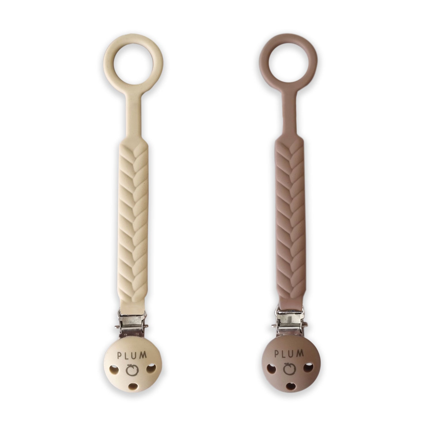 PLUM Silicone Soother Connectors Bundle - Sand & Nutmeg