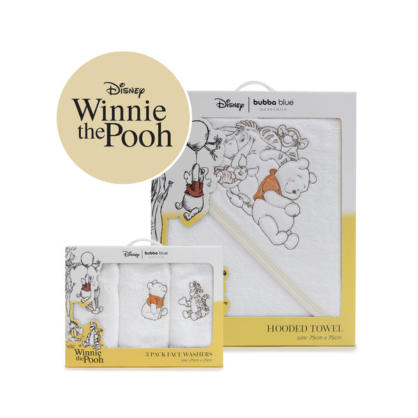 Disney Winnie the Pooh Bundle - Hooded Towel & Face Washers