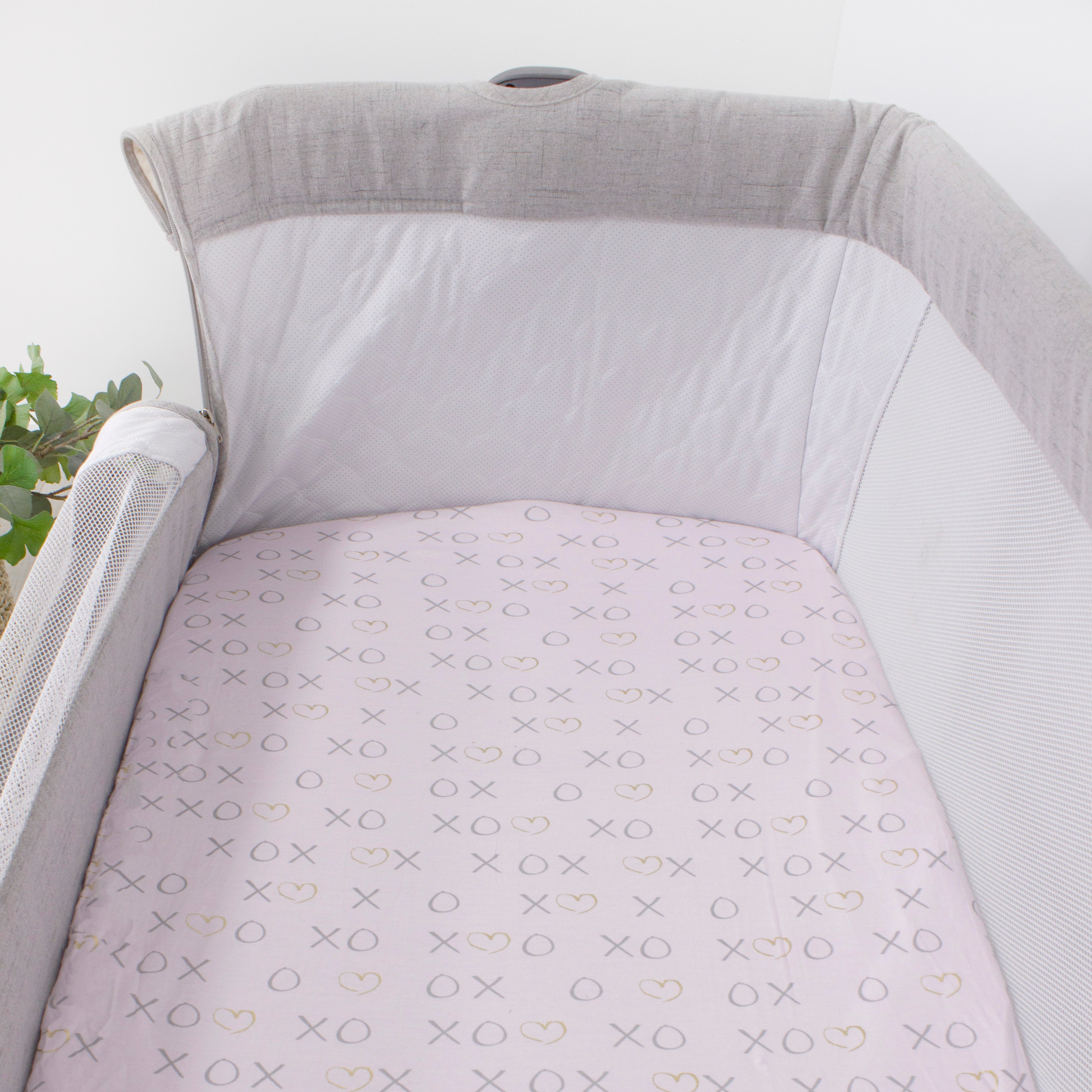 Pink Bloom Bamboo Co-sleeper Jersey Fitted Sheet