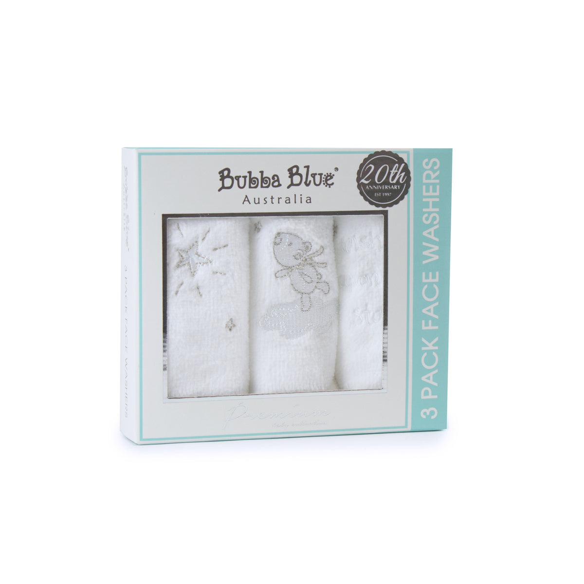 Wish Upon A Star 3pk Face Washers - Bubba Blue Australia