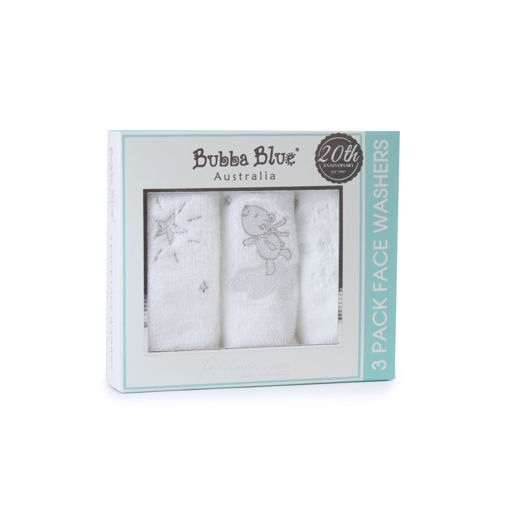 Wish Upon A Star 3pk Face Washers - Bubba Blue Australia