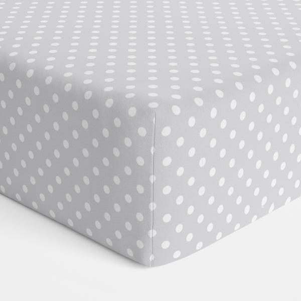 Grey Polka Dots Cot Jersey Fitted Sheet - Bubba Blue Australia