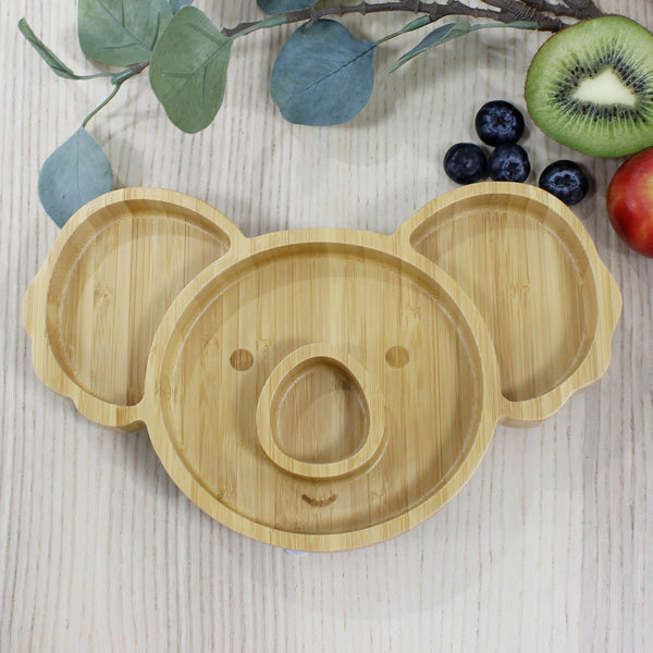 Aussie Animals Bamboo & Silicone Suction Plate (Koala) - Natural/Grey