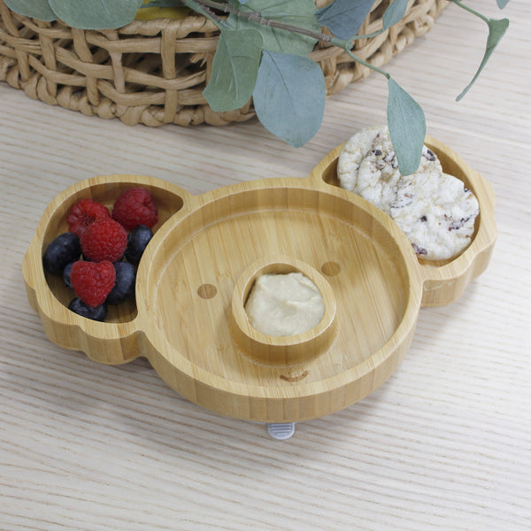 Aussie Animals Bamboo & Silicone Suction Plate (Koala) - Natural/Grey