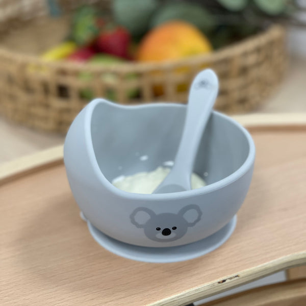 Made 4 Baby Silicone Bowl & Spoon Set Grey - Clicks