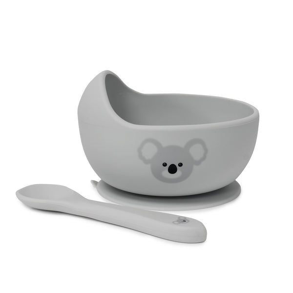 Aussie Animals Silicone Duck Egg Bowl and Spoon Set (Koala) - Grey