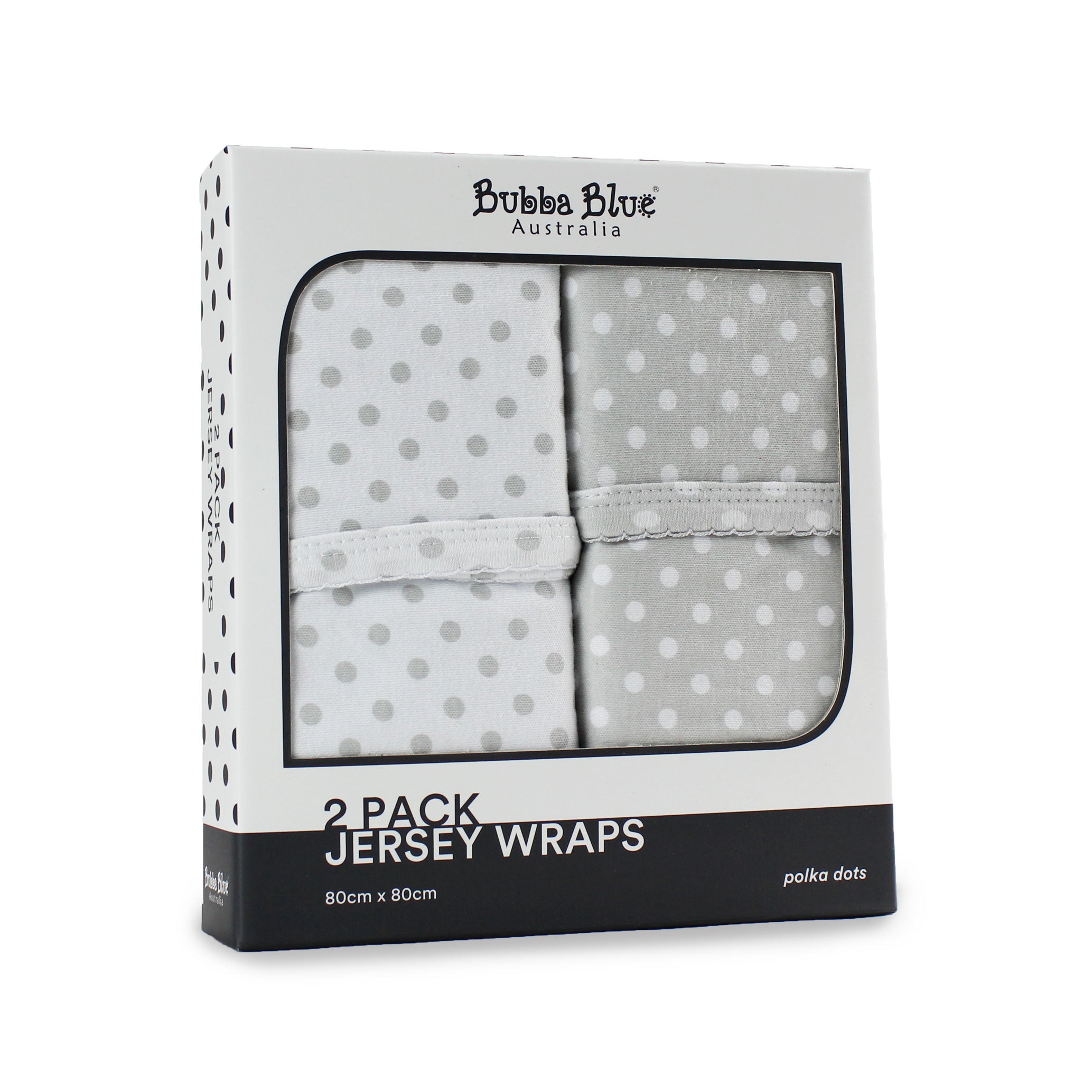 Grey Polka Dots 2pk Jersey Wraps - Bubba Blue Australia