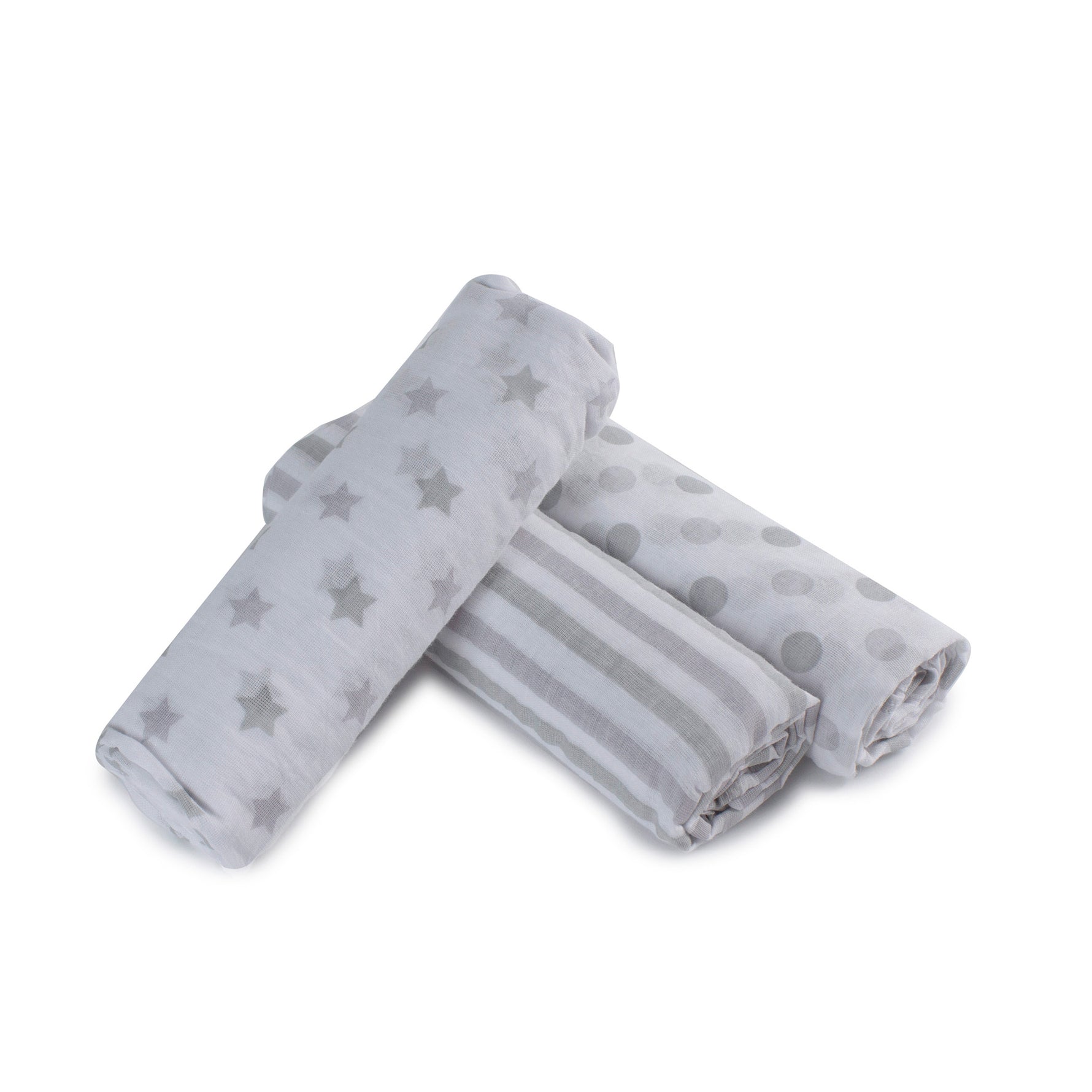 Everyday Essentials 3 Pack Muslin Swaddle Wraps - Grey - Bubba Blue Australia