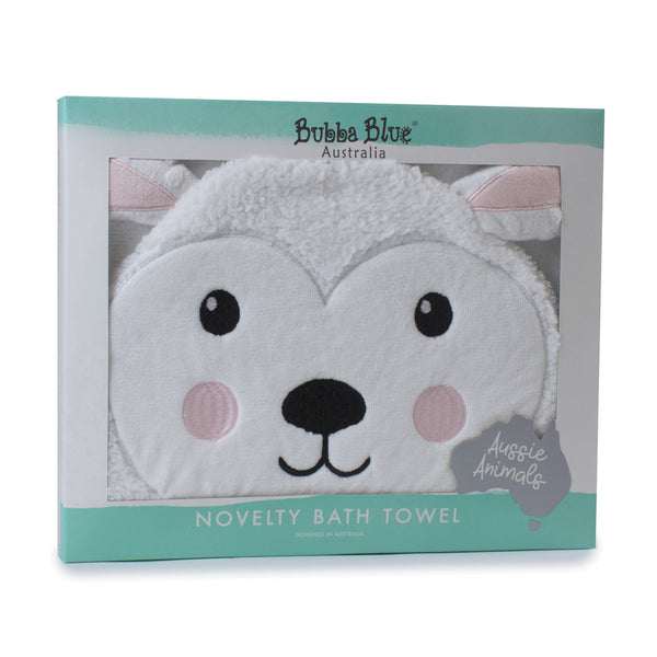 Aussie Animals 'Sheep' Novelty Hooded Bath Towel - Bubba Blue Australia