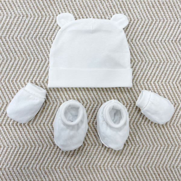 Organic Cotton 3pcs Layette Set - Off White