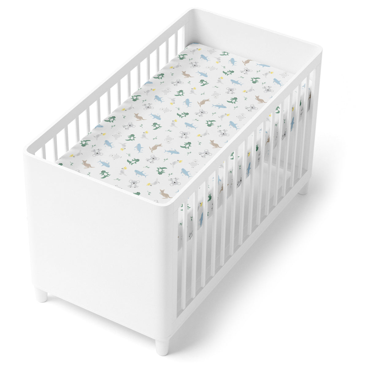 Aussie Animals Jersey Cot Fitted Sheet - Bubba Blue Australia