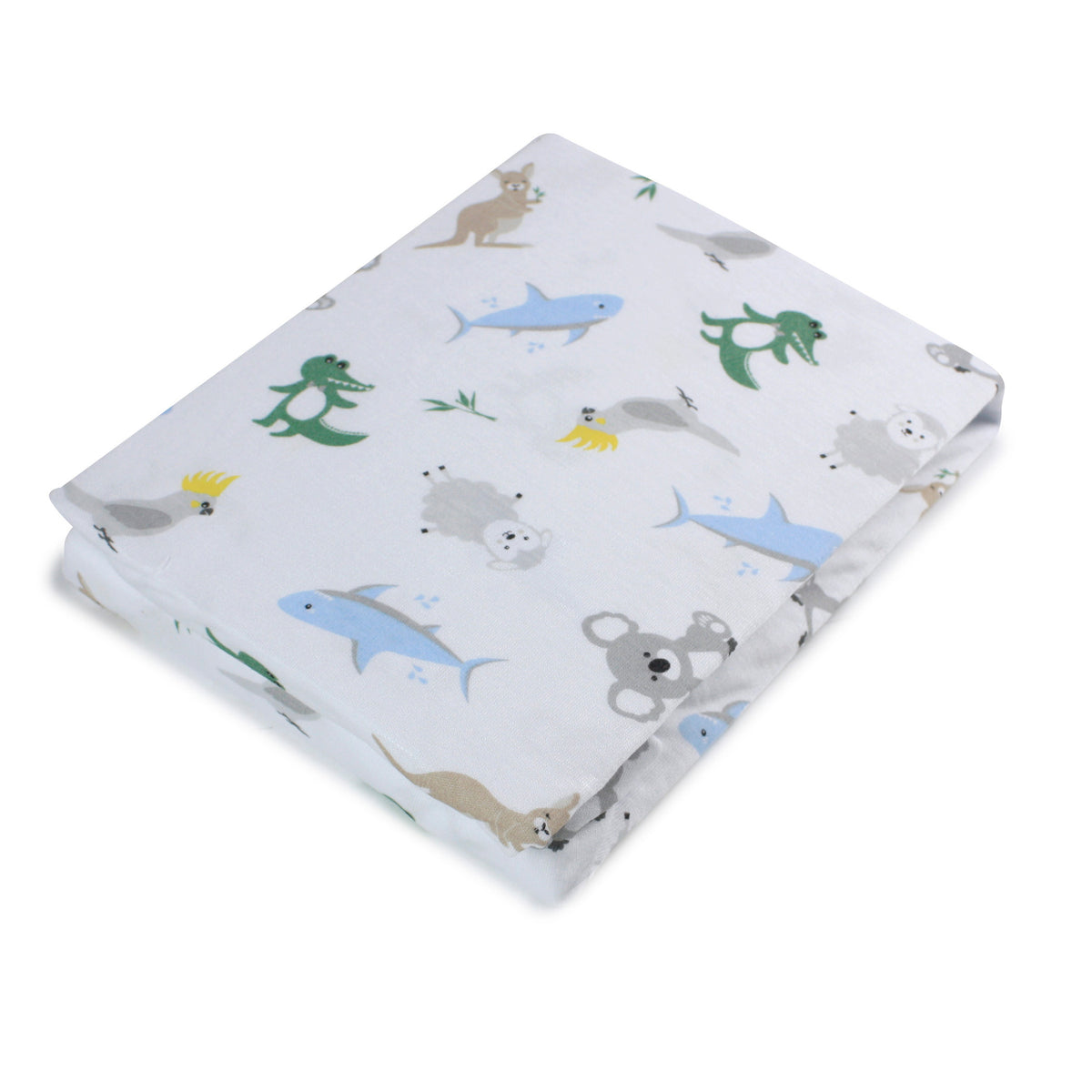 Aussie Animals Jersey Cot Fitted Sheet - Bubba Blue Australia