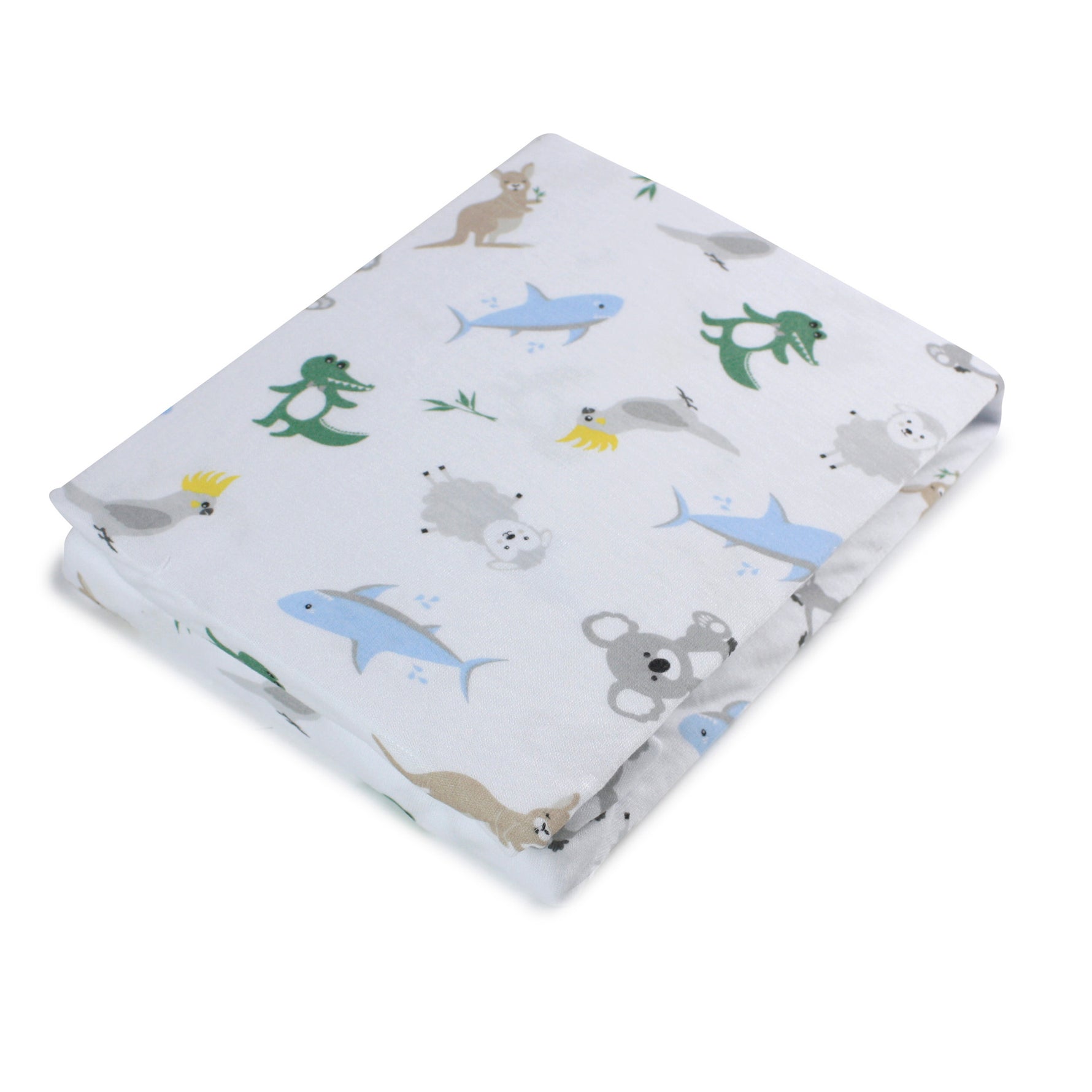 Aussie Animals Jersey Cot Fitted Sheet - Bubba Blue Australia