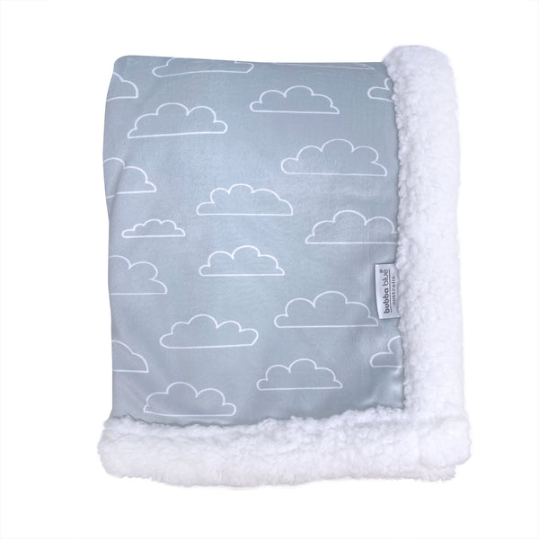 Nordic Velour Cuddle Blanket with Fleece Lining - Blue Cloud