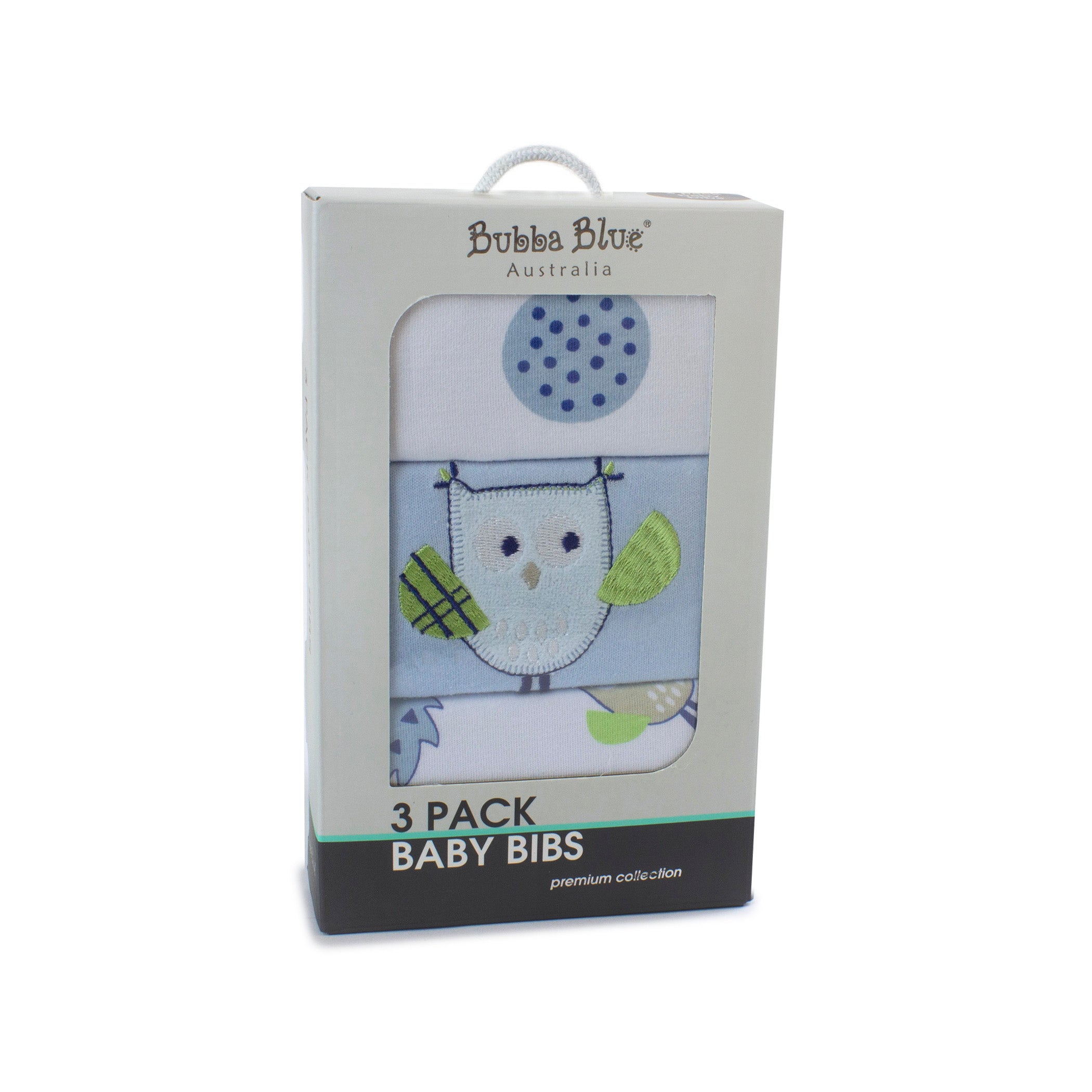 Boy Baby Owl 3pk Bib Set - Bubba Blue Australia