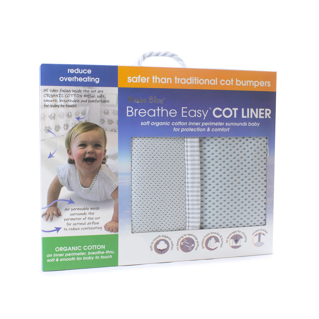 Cot Bumpers and Cot Protection Cot Liners, breathable Bubba Blue