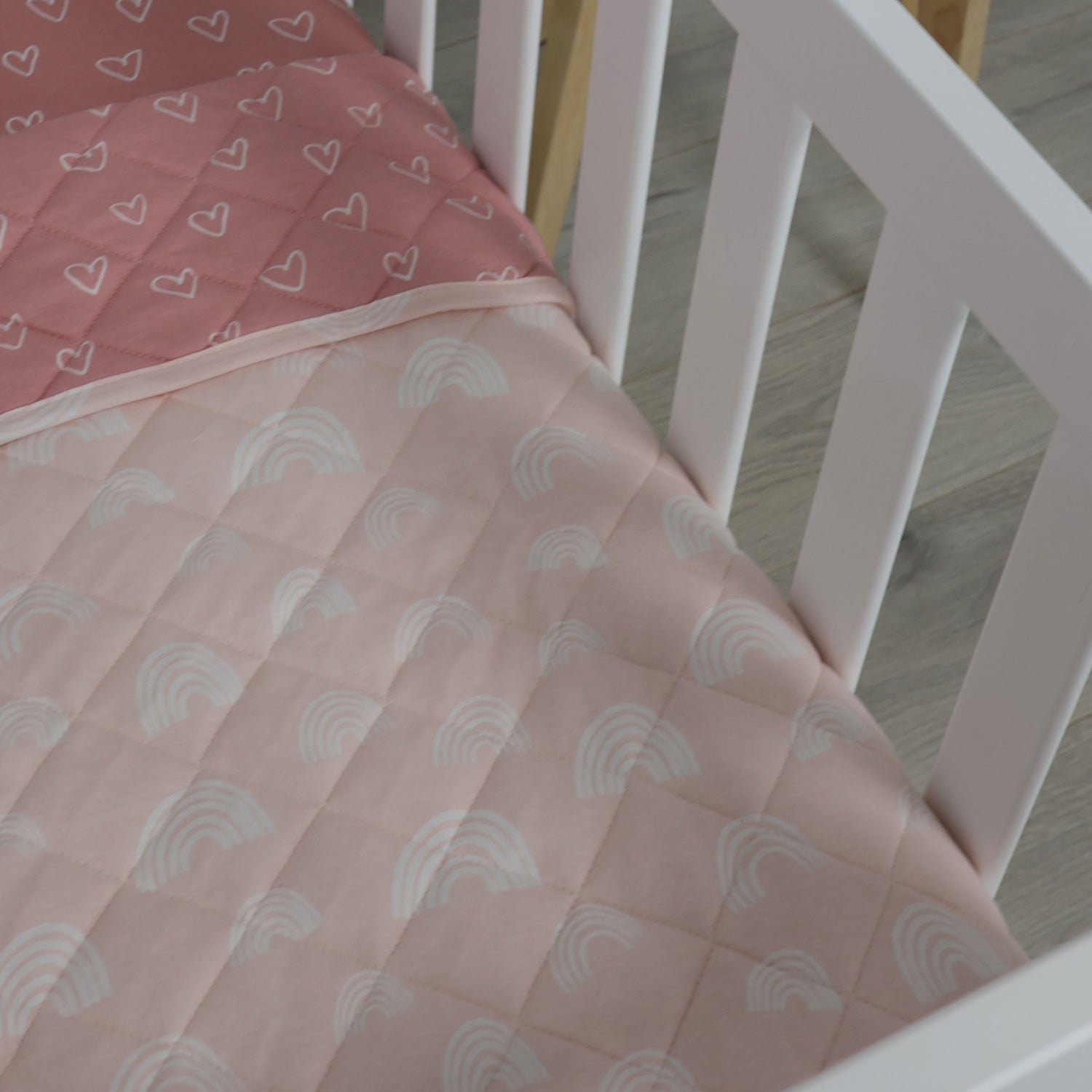 Nordic Reversible Cot Quilt - Dusty Berry/Rose