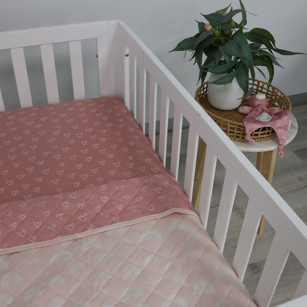 Nordic Reversible Cot Quilt Dusty Berry/Rose Bubba Blue Australia