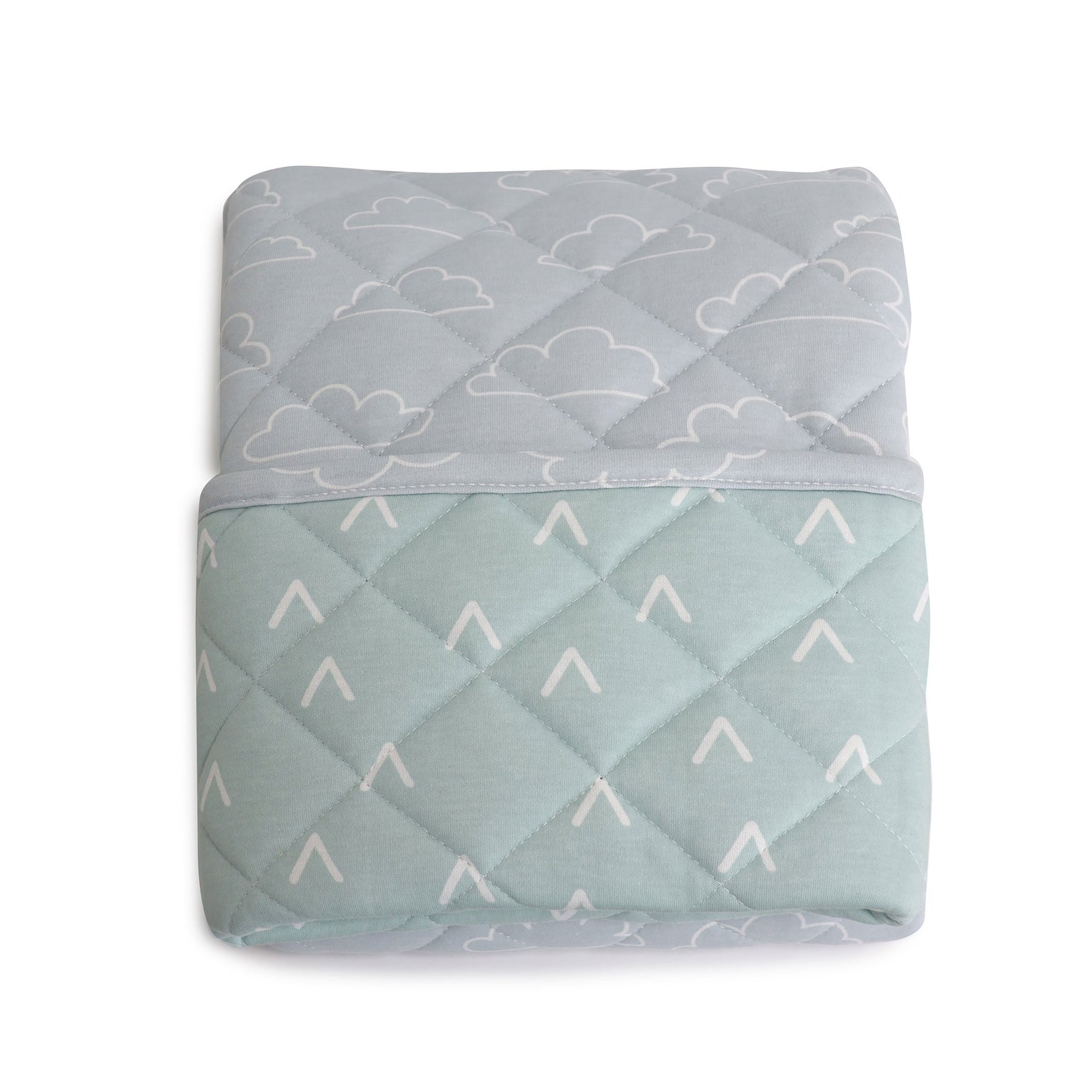 Nordic Reversible Cot Quilt - Dusty Sky/Mint