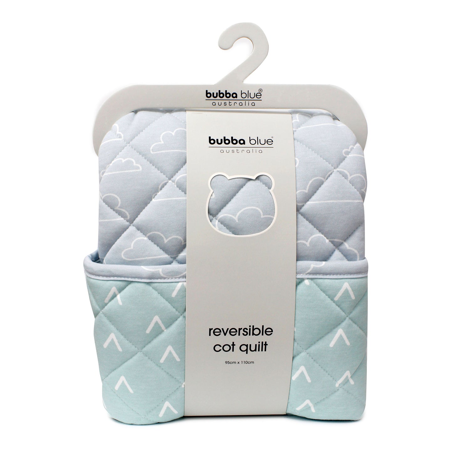 Nordic Reversible Cot Quilt - Dusty Sky/Mint
