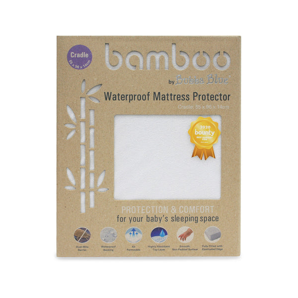 Bamboo White Cradle Waterproof Mattress Protector - Bubba Blue Australia
