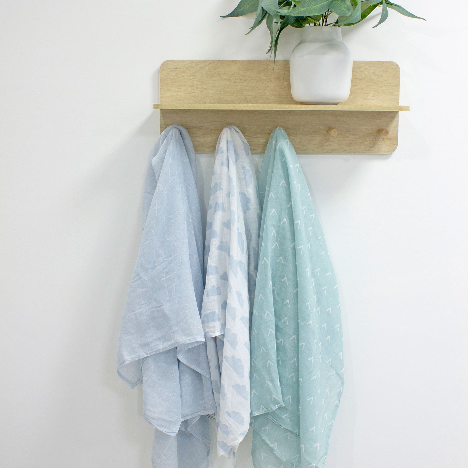 Nordic 3pk Muslin Wraps Dusty Sky/Mint